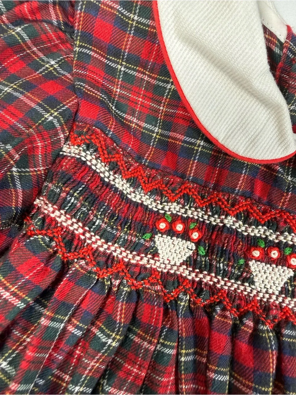 VINTAGE ALISON SCOTT Smocked Tartan Plaid Dress 18m Heirloom Holiday Cottagecore